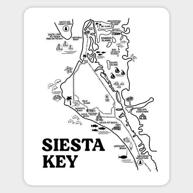 Siesta Key Map Art Sticker by fiberandgloss